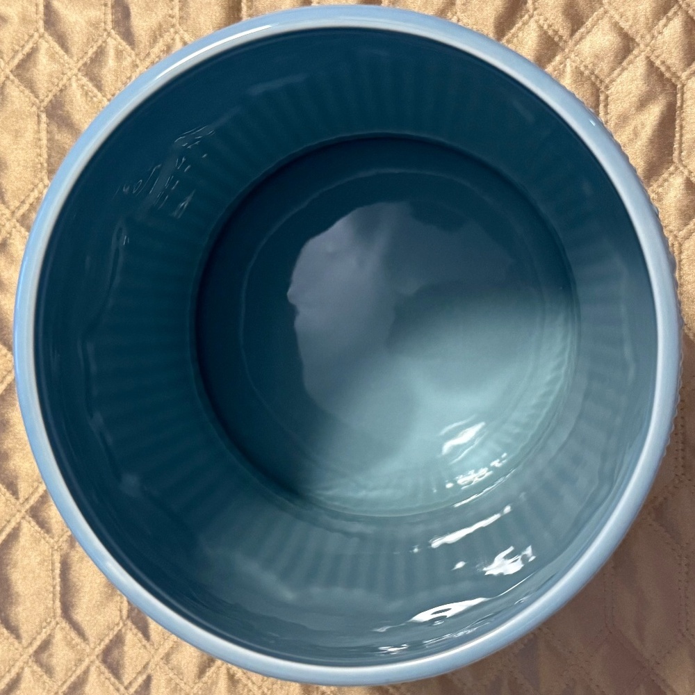 NWOT LENOX AMERICAN BY DESIGN FRENCH PERLE GROOVE CERAMIC WASTEBASKET Ice Blue - Picture 7 of 9